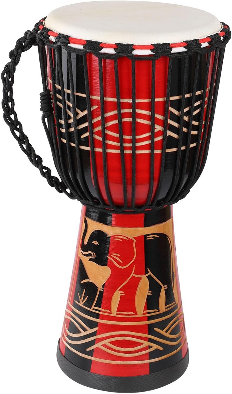 AIMEIS Djembe Drum 10'' x 20'' Goatskin African Drum Carved of Mahogany Hand Drums for Adults Beginner (Red) - Image 1
